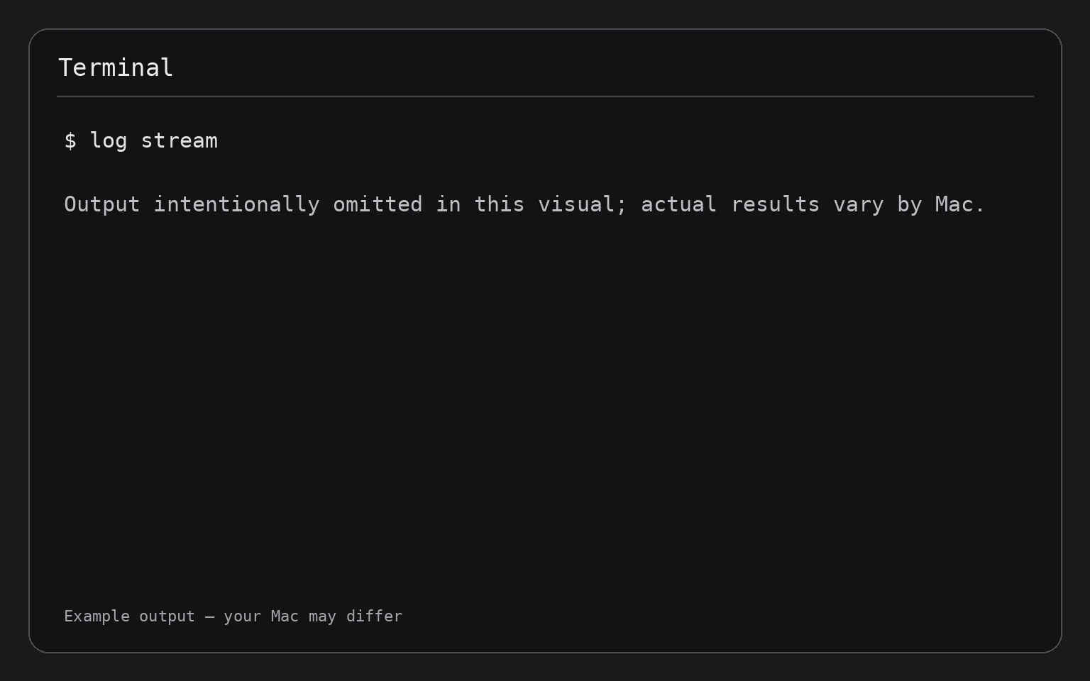 Terminal showing the command log stream
